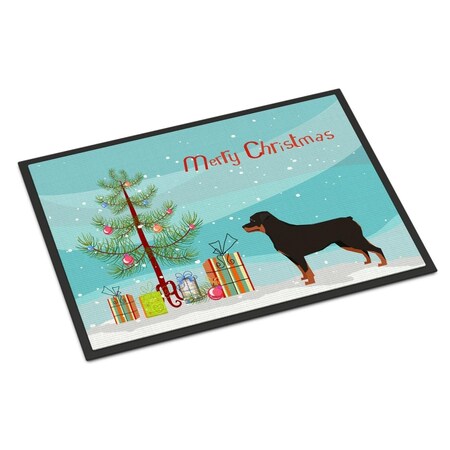 Carolines Treasures 24 x 36 in. Rottweiler Christmas Tree Indoor or Outdoor Mat CK3558JMAT
